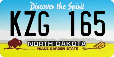 ND license plate KZG165