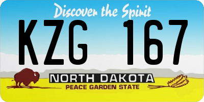 ND license plate KZG167