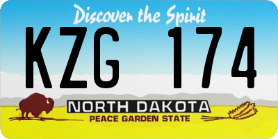 ND license plate KZG174