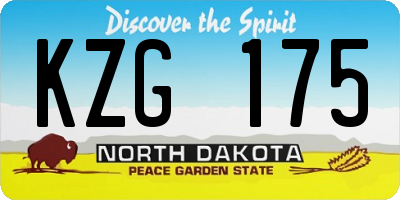 ND license plate KZG175