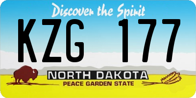ND license plate KZG177