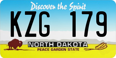 ND license plate KZG179