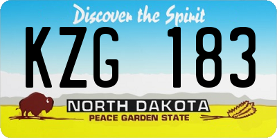 ND license plate KZG183