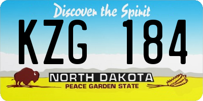 ND license plate KZG184