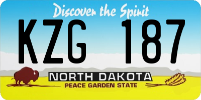 ND license plate KZG187
