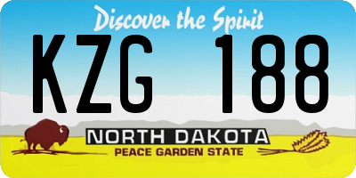 ND license plate KZG188