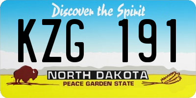 ND license plate KZG191