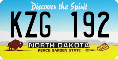 ND license plate KZG192