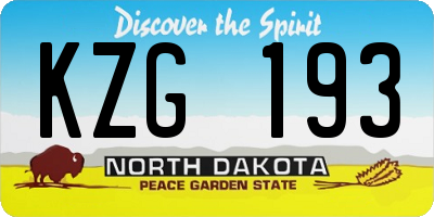 ND license plate KZG193
