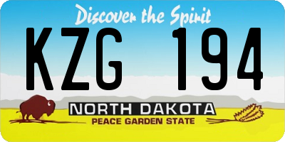 ND license plate KZG194