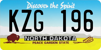 ND license plate KZG196