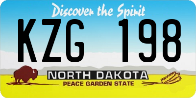 ND license plate KZG198