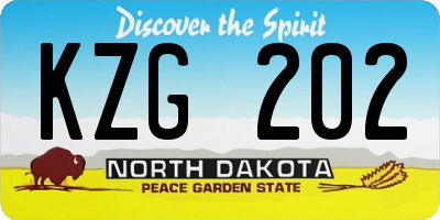 ND license plate KZG202