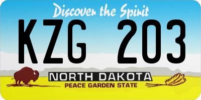 ND license plate KZG203