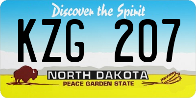 ND license plate KZG207