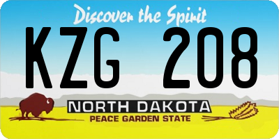 ND license plate KZG208