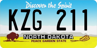 ND license plate KZG211