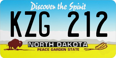 ND license plate KZG212