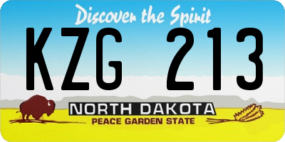 ND license plate KZG213