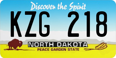 ND license plate KZG218