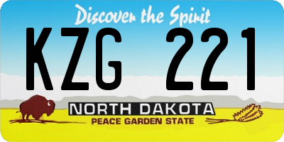 ND license plate KZG221