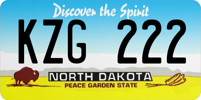 ND license plate KZG222