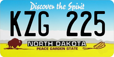ND license plate KZG225