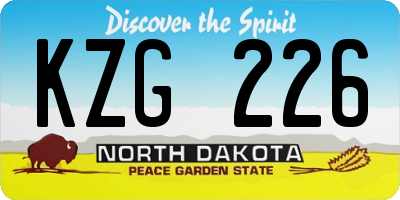 ND license plate KZG226