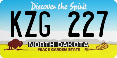 ND license plate KZG227