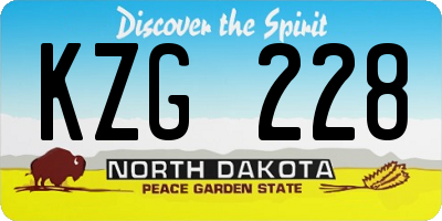 ND license plate KZG228