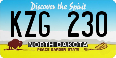 ND license plate KZG230