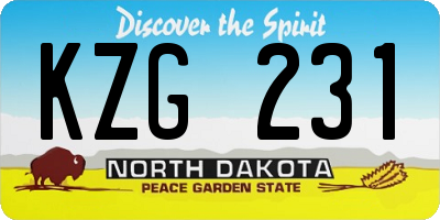 ND license plate KZG231