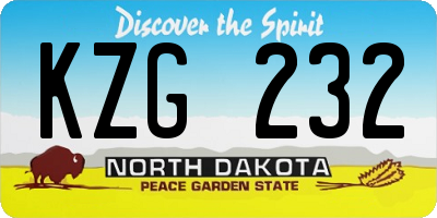 ND license plate KZG232
