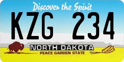 ND license plate KZG234