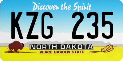 ND license plate KZG235