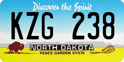 ND license plate KZG238