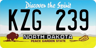 ND license plate KZG239