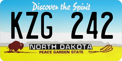 ND license plate KZG242