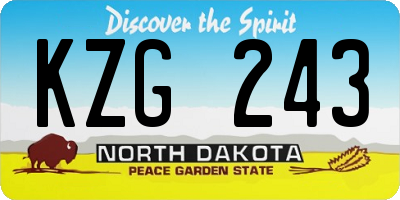 ND license plate KZG243