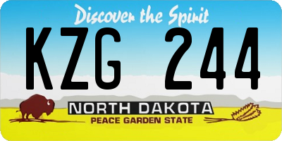 ND license plate KZG244