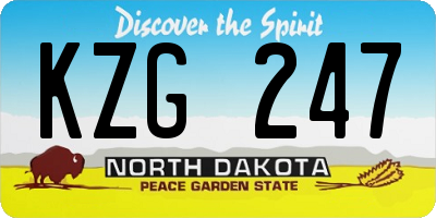 ND license plate KZG247