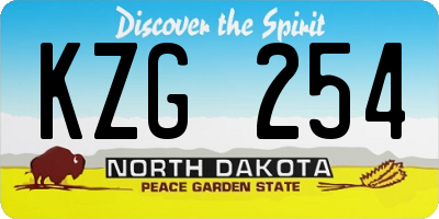 ND license plate KZG254