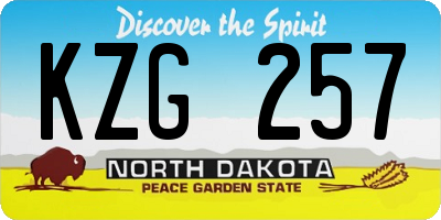 ND license plate KZG257