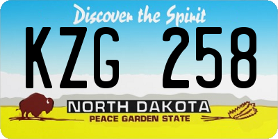 ND license plate KZG258