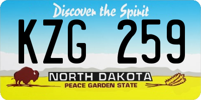 ND license plate KZG259