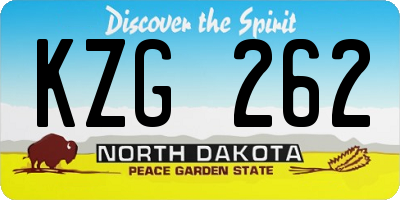 ND license plate KZG262
