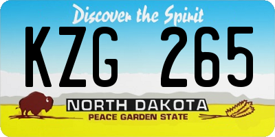 ND license plate KZG265