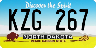 ND license plate KZG267