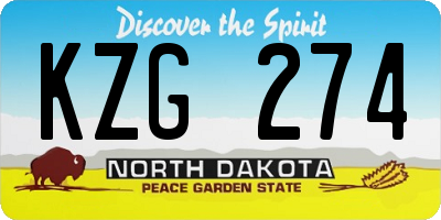 ND license plate KZG274