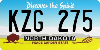 ND license plate KZG275